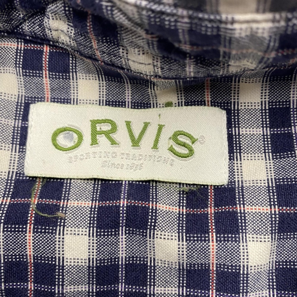 Orvis Shirt Mens Large Blue White‎ Plaid Button Down Long Sleeve Casual - Picture 3 of 7
